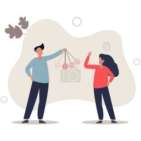 Illustration for Leadership to control and manage employee, persuade client or customer, influence or manipulation concept.flat vector illustration. - Royalty Free Image