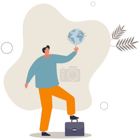 Illustration for Global business or world economy, power to control the world, leadership to success in global network concept.flat vector illustration. - Royalty Free Image