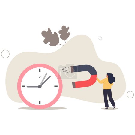 Ilustración de Gestión del tiempo, controlar el tiempo de trabajo o el concepto de plazo de trabajo.. ilustración vector plano. - Imagen libre de derechos