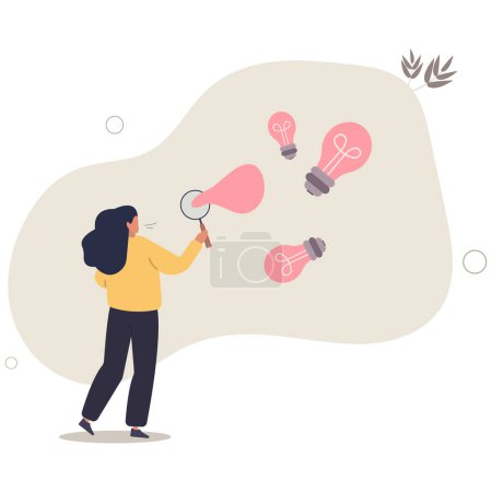 Illustration for Creativity to create new business idea or solution for work problem, entrepreneurship to think about business concept.flat vector illustration. - Royalty Free Image