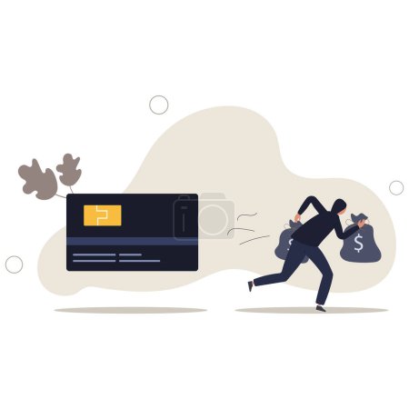 Ilustración de Tarjeta de crédito piratería en línea, piratería en línea o robo financiero concept.flat vector ilustración. - Imagen libre de derechos