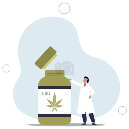Illustration for Medical cannabis, legal extract marijuana oil for medical use to cure disease concept.flat vector illustration. - Royalty Free Image