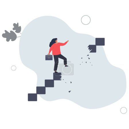 Illustration for Career path obstacle, business problem or risk, challenge to achieve success or leadership to overcome difficulty concept.flat vector illustration. - Royalty Free Image
