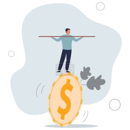 Illustration for Financial and business risk, banking loan and debt risk, stability or balance of economics and investment or risk for losing job concept.flat vector illustration. - Royalty Free Image