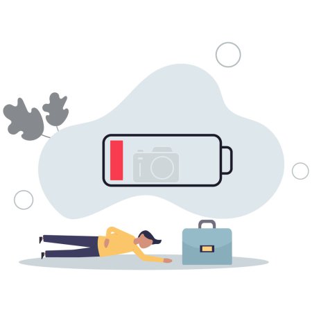 Illustration for Fatigue exhausted office worker, burnout from overwork routine or run out of inspiration concept.flat vector illustration. - Royalty Free Image