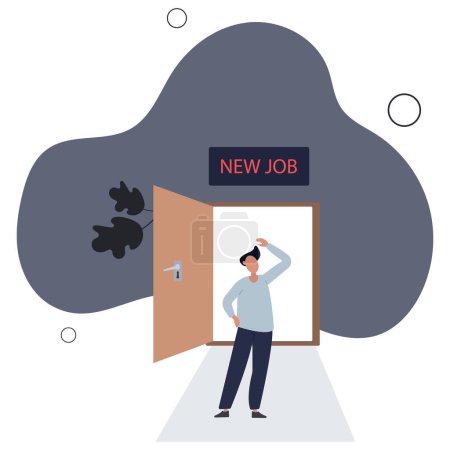 Illustration for New job challenge, make decision for new opportunity in work or career development concept.flat vector illustration. - Royalty Free Image