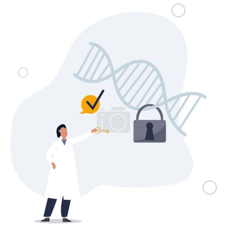 Illustration for Personalized medicine with specific patient DNA research.flat vector illustration - Royalty Free Image