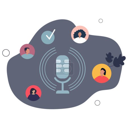 Illustration for Podcasting popularity and online podcast recording.Communication show with microphone. - Royalty Free Image