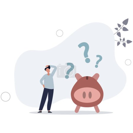 Illustration for Finance question or saving problem, doubt or confusion, banking or economic uncertainty, contemplation or money solution, wealth concept. - Royalty Free Image