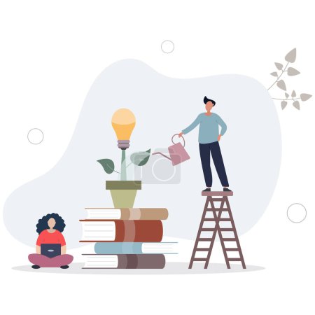 Illustration for Creative business idea.research and development.grow light bulb.flat vector illustration - Royalty Free Image