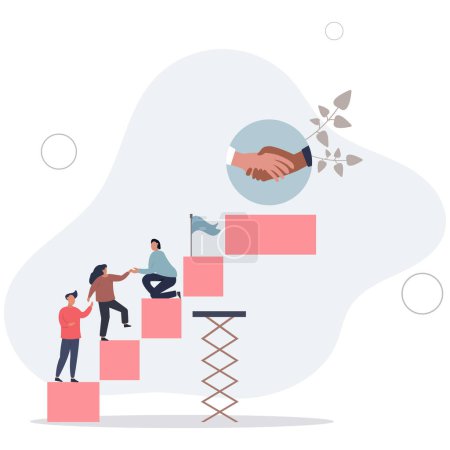 Illustration for Onboarding new staff member and company work training.Employee career ladders and job guide or task explanation steps. - Royalty Free Image