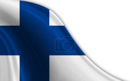 Téléchargez les photos : Drapeau de la Finlande agitant le vent sur fond blanc - en image libre de droit