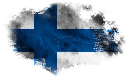 Foto de Fondo blanco con bandera rasgada de Finlandia. ilustración 3d - Imagen libre de derechos
