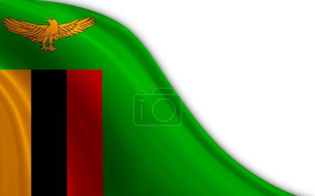 Foto de Bandera de Zambia ondeando en el viento sobre un fondo blanco - Imagen libre de derechos