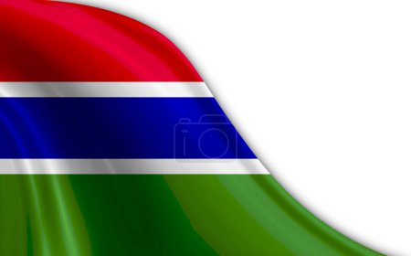 Foto de Flag of Gambia waving in the wind on a white background - Imagen libre de derechos