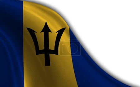 Photo for Flag of Barbados fluttering in the wind on a white background - Royalty Free Image