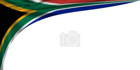Téléchargez les photos : Fond blanc avec drapeau de l'Afrique du Sud. Illustration 3d - en image libre de droit