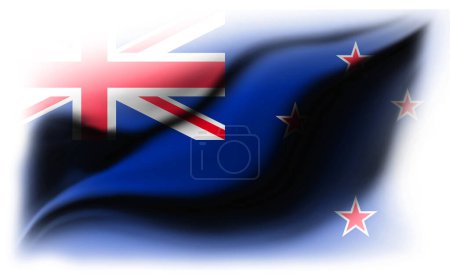 Téléchargez les photos : Fond blanc avec drapeau de Nouvelle-Zélande déchiré. Illustration 3d - en image libre de droit
