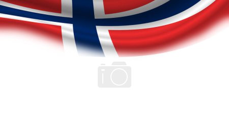 Téléchargez les photos : Drapeau ondulé de la Norvège sur fond blanc. Illustration 3d - en image libre de droit