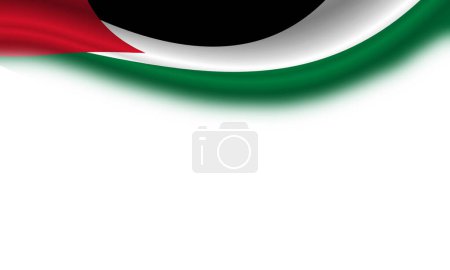 Photo for Wavy flag of Palestine against white background. 3d illustration - Royalty Free Image