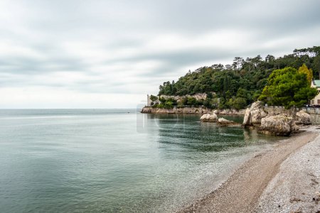 Photo for View of the gulf of Trieste from viale Miramare on a cloudy day, Friuli Venezia Giulia - Italy - Royalty Free Image