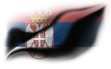 Téléchargez les photos : Fond blanc avec drapeau de Serbie déchiré. Illustration 3d - en image libre de droit