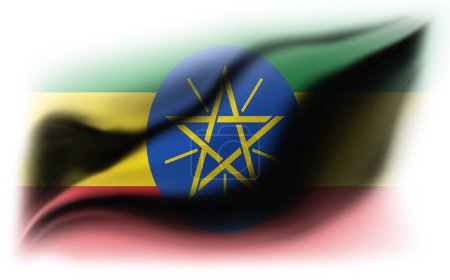 Photo for White background with torn Ethiopia flag. 3d illustration - Royalty Free Image