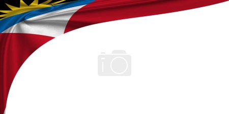 Téléchargez les photos : Fond blanc avec drapeau d'Antigua-et-Barbuda. Illustration 3d - en image libre de droit