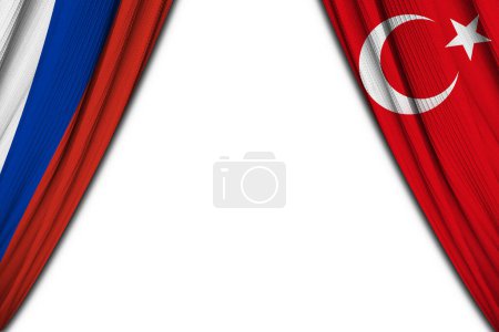 Téléchargez les photos : Drapeau de la Russie et de la Turquie sur fond blanc. Illustration 3d - en image libre de droit