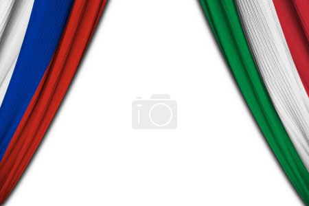 Foto de Bandera de Rusia e Italia sobre fondo blanco. ilustración 3d - Imagen libre de derechos