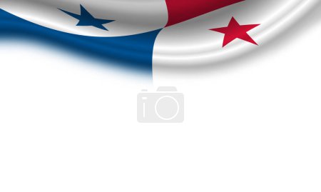 Foto de Bandera ondulada de Panamá sobre un fondo blanco horizontal. ilustración 3d - Imagen libre de derechos