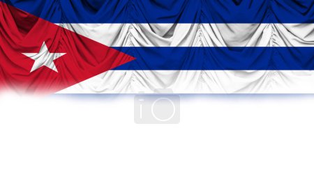 Photo for White background with Cuba flag on gradient drapery. 3D illustration - Royalty Free Image