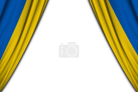 Foto de Bandera de Ucrania sobre fondo blanco. ilustración 3d - Imagen libre de derechos