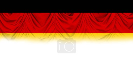 Téléchargez les photos : Fond blanc avec drapeau allemand sur draperie dégradée. Illustration 3d - en image libre de droit