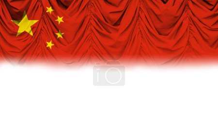 Photo for White background with China flag on gradient drapery. 3d illustration - Royalty Free Image