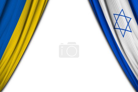 Photo for Flag of Ukraine and Israel against white background. 3d illustration - Royalty Free Image