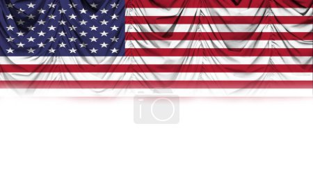 Photo for White background with United States of America flag on gradient drapery. 3d illustration - Royalty Free Image