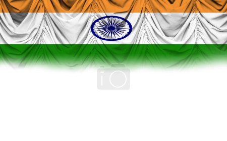 Photo for White background with the flag of India on gradient drapery. 3D illustration - Royalty Free Image