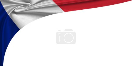 Téléchargez les photos : Fond blanc avec drapeau tourbillonnant de France Illustration 3D - en image libre de droit