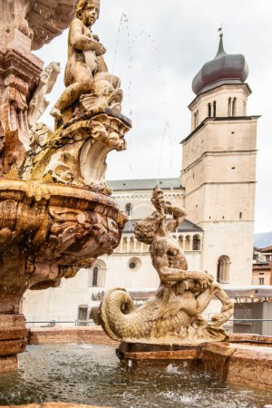 Photo for Detail of the Neptune fountain in Trento. April 23, 2023 Trento, Italy - Royalty Free Image
