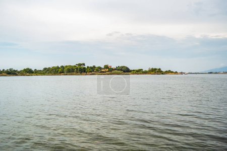 Photo for Sea view from the Stagnone salt pans, Marsala, Sicily, Italy - Royalty Free Image