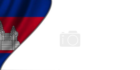 Photo for White background with Cambodia flag on the left. 3D illustration - Royalty Free Image