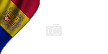 Foto de Fondo blanco con bandera de Andorra a la izquierda. Ilustración 3D - Imagen libre de derechos