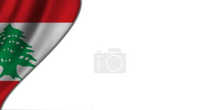 Téléchargez les photos : Fond blanc avec drapeau libanais sur la gauche. Illustration 3D - en image libre de droit