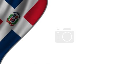 Téléchargez les photos : Fond blanc avec drapeau de la République dominicaine sur la gauche. Illustration 3D - en image libre de droit