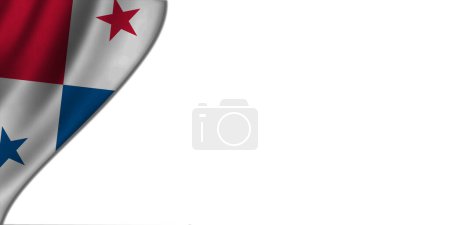 Foto de Fondo blanco con bandera de Panamá a la izquierda. Ilustración 3D - Imagen libre de derechos
