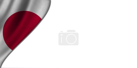 Photo for White background with Japan flag on the left. 3D illustration - Royalty Free Image