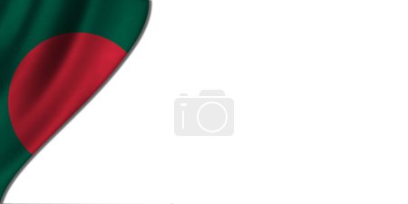 Téléchargez les photos : Fond blanc avec drapeau du Bangladesh sur la gauche. Illustration 3D - en image libre de droit