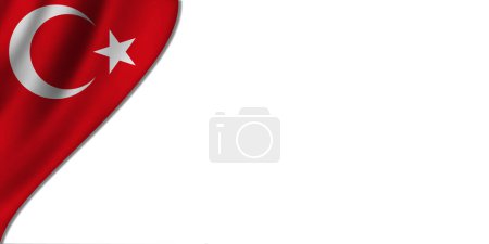 Foto de Fondo blanco con bandera de Turquía a la izquierda. Ilustración 3D - Imagen libre de derechos
