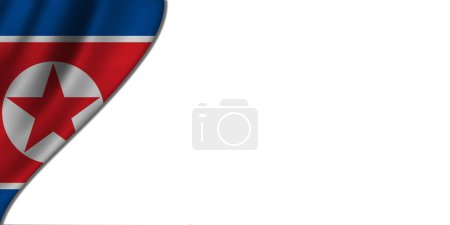 Téléchargez les photos : Fond blanc avec drapeau nord-coréen sur la gauche. Illustration 3D - en image libre de droit